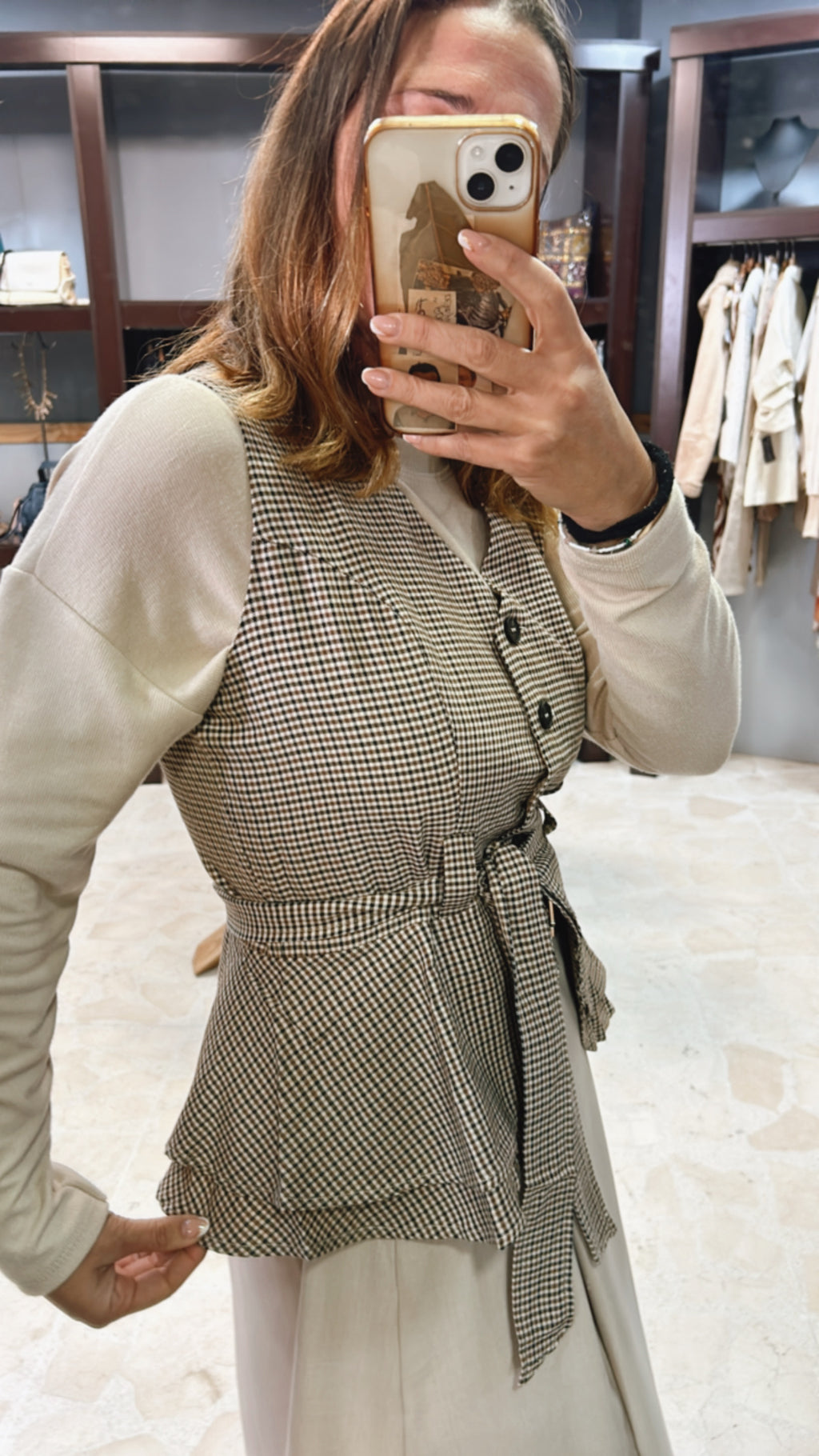 Chaleco vichy volantes