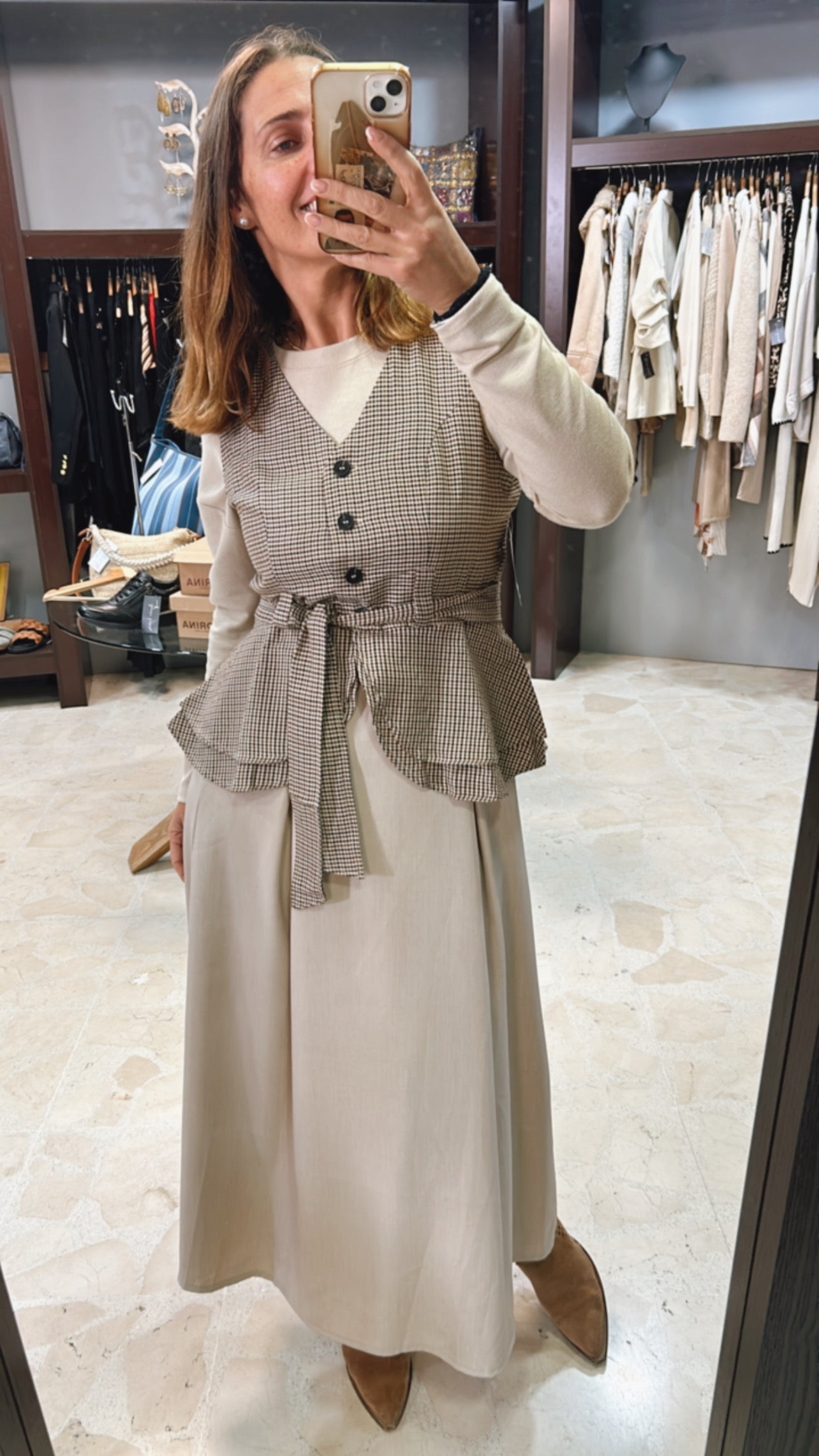 Chaleco vichy volantes